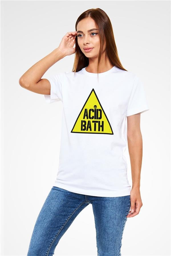 Acid Bath Printed Unisex White T-Shirt