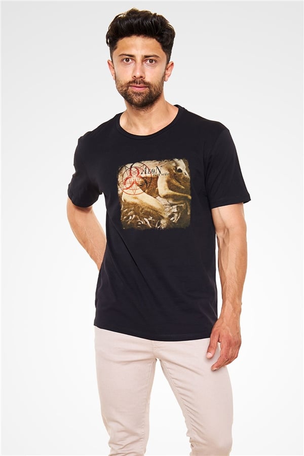 Aeon Printed Unisex Black T-Shirt