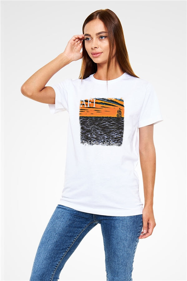 Afi Printed Unisex White T-Shirt