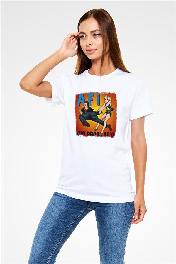 Afi Graphic Print Unisex White T-Shirt