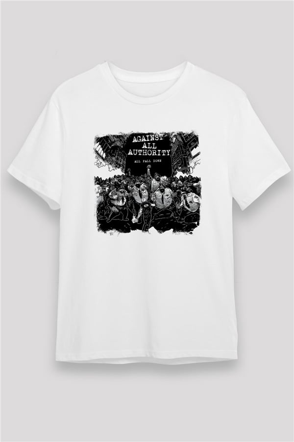Against All Authority Printed Unisex White T-Shirt