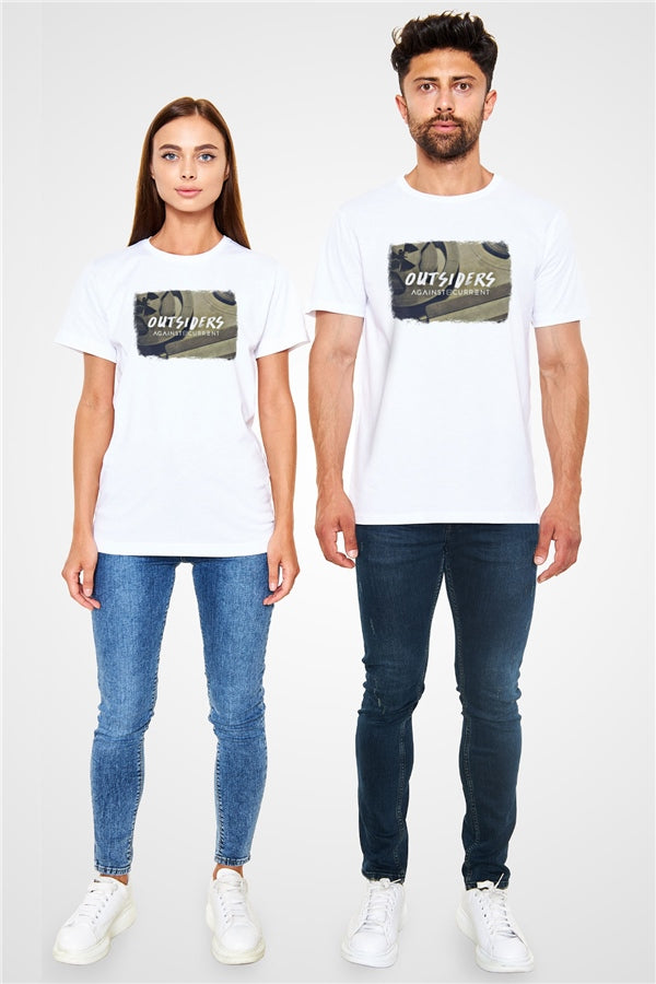 Against The Current Printed Unisex White T-Shirt