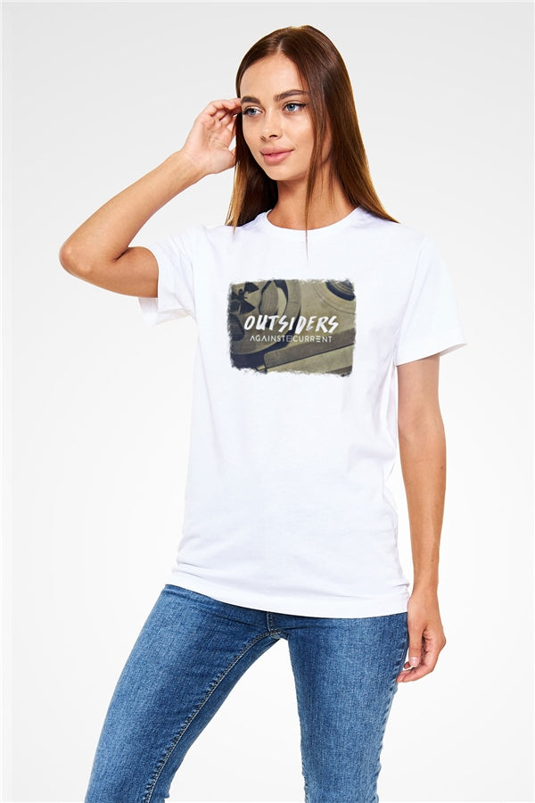 Against The Current Printed Unisex White T-Shirt