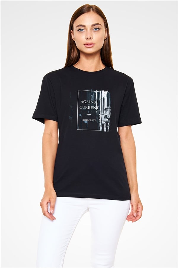 Against The Current Printed Unisex Black T-Shirt