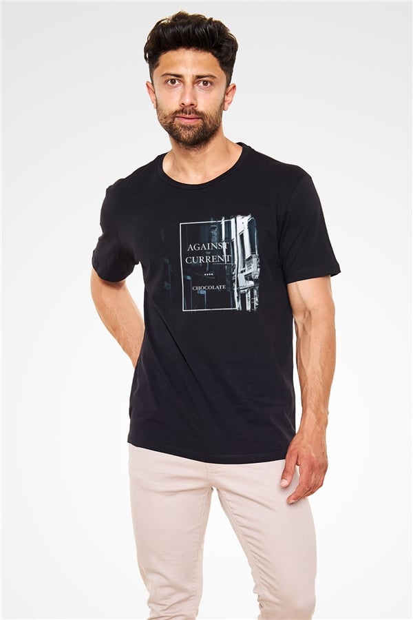 Against The Current Printed Unisex Black T-Shirt