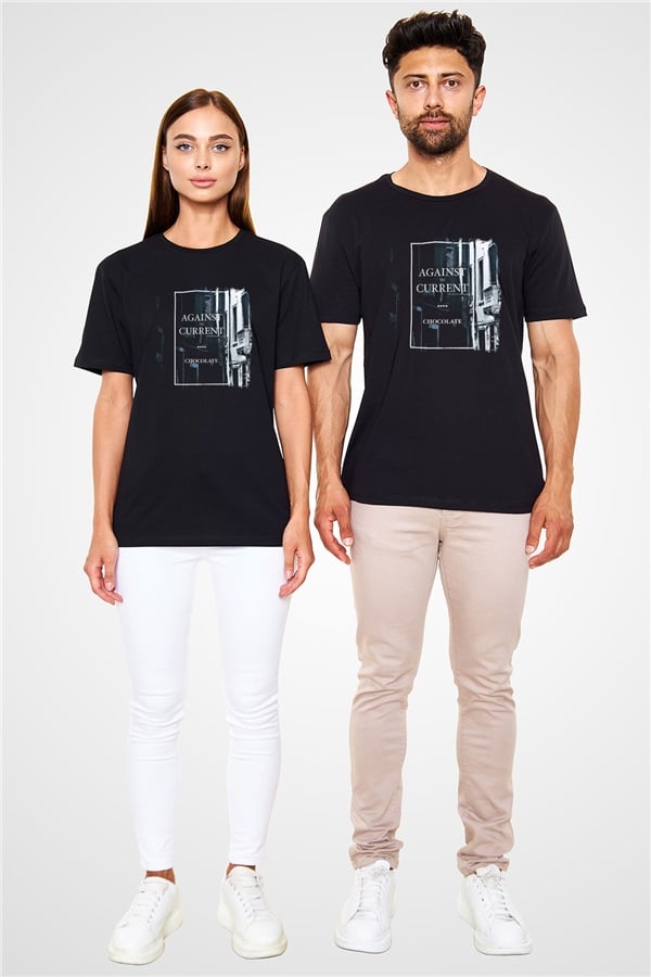 Against The Current Printed Unisex Black T-Shirt