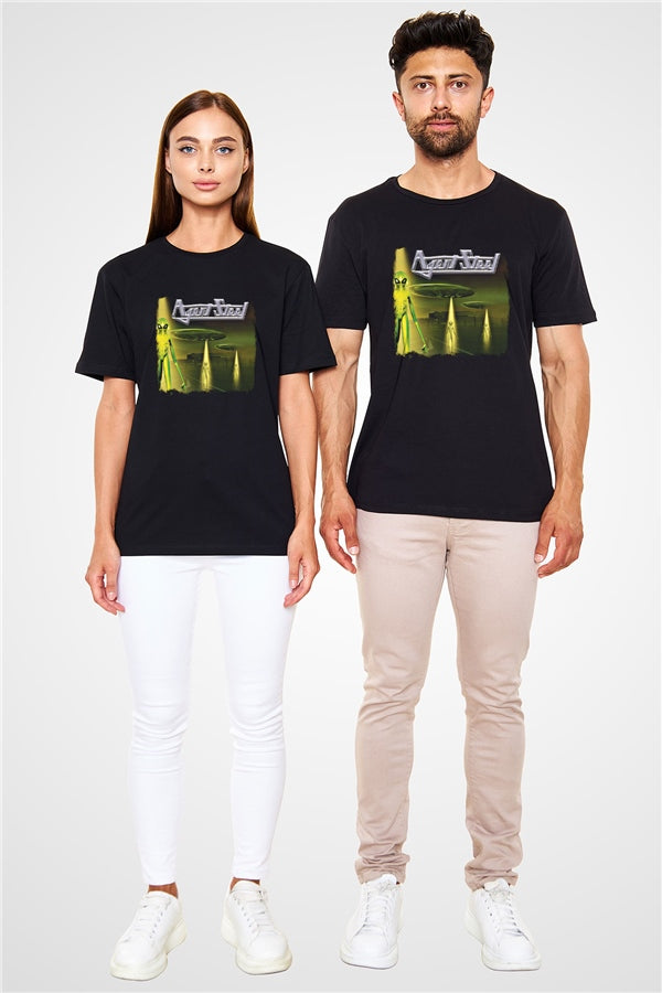 Agent Steel Printed Unisex Black T-Shirt