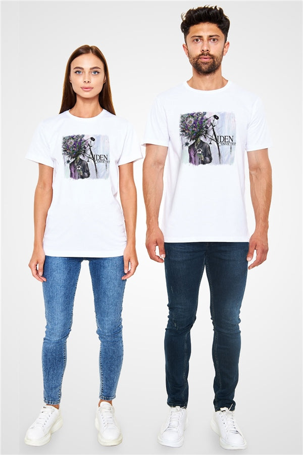 Aiden Graphic Print Unisex White T-Shirt