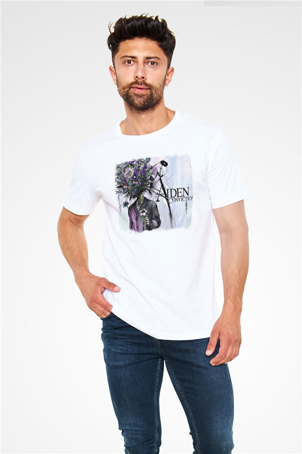 Aiden Graphic Print Unisex White T-Shirt