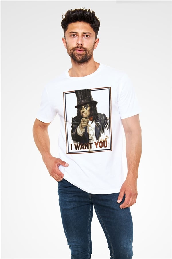 Alice Cooper White Unisex T-Shirt