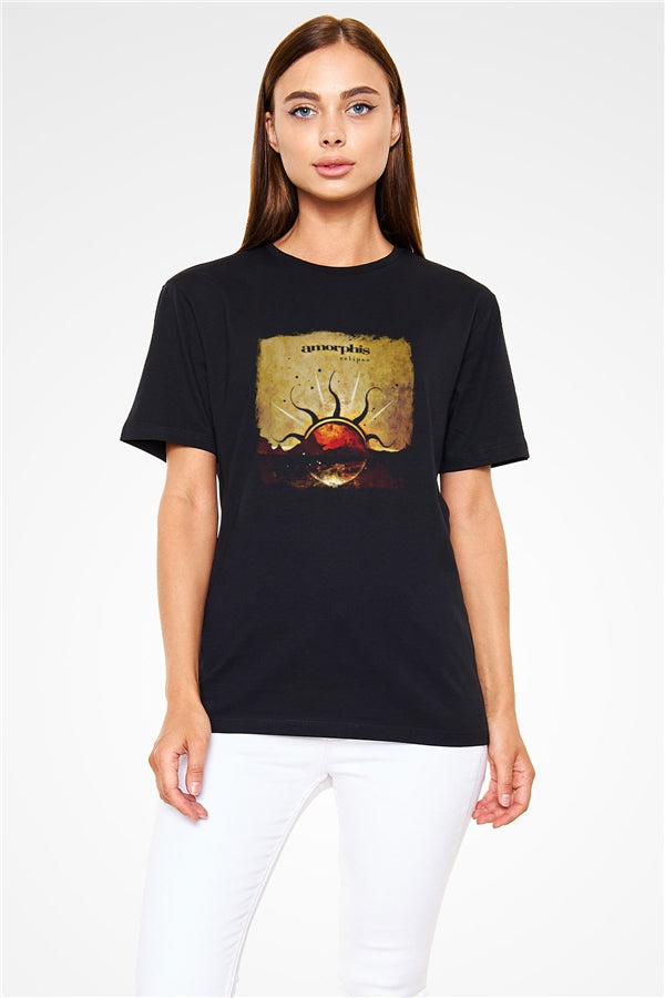 Amorphis Printed Unisex Black T-Shirt