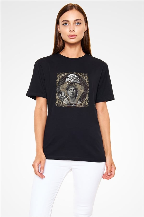 Amorphis Printed Unisex Black T-Shirt