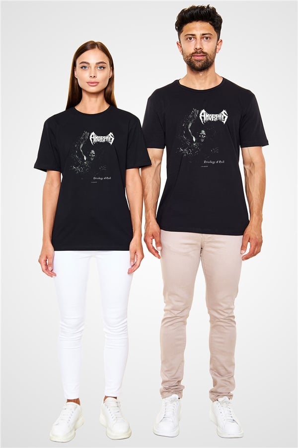 Amorphis Printed Unisex Black T-Shirt