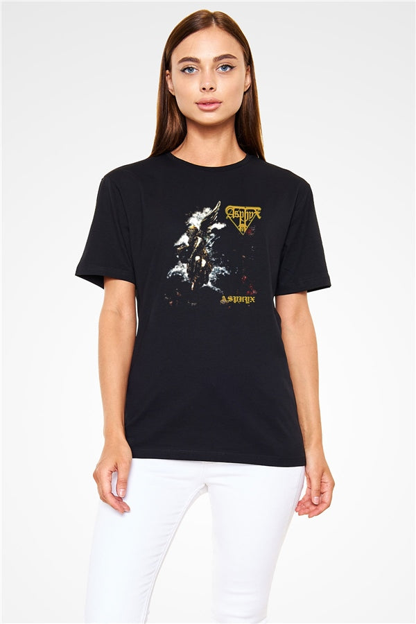 Asphyx Printed Unisex Black T-Shirt