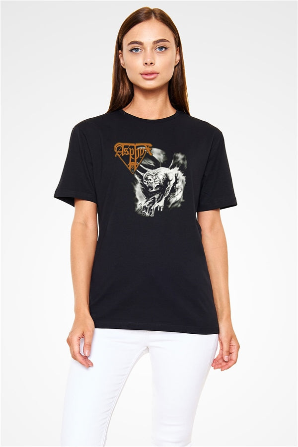 Asphyx Printed Unisex Black T-Shirt