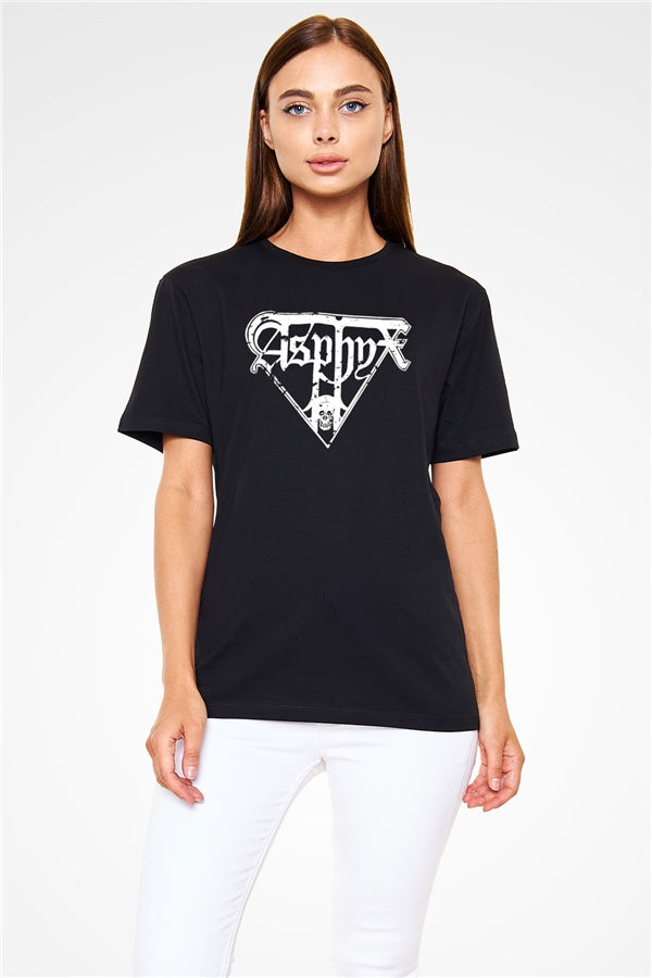 Asphyx Printed Unisex Black T-Shirt