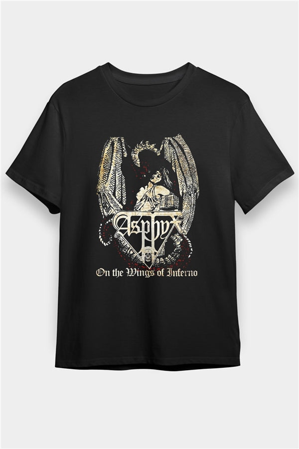 Asphyx Printed Unisex Black T-Shirt