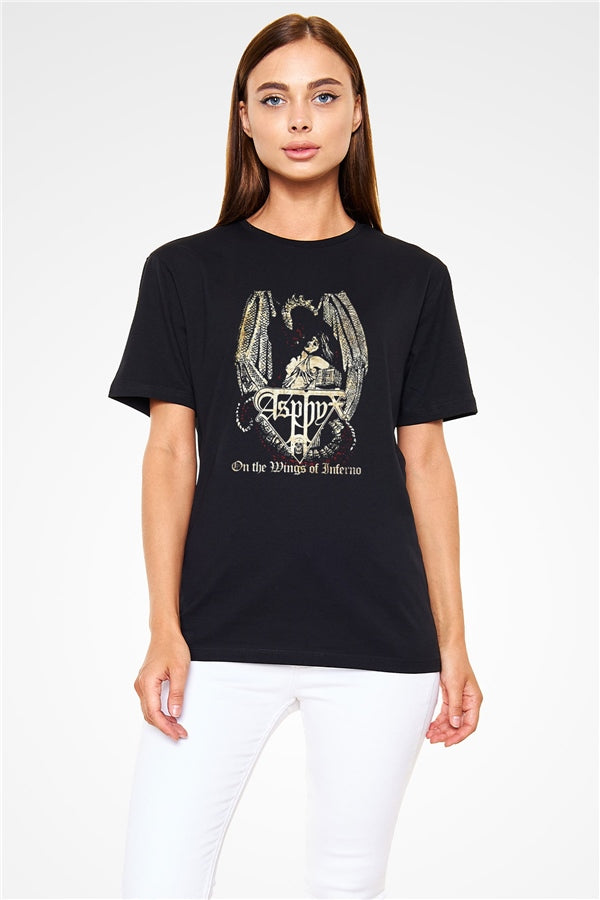 Asphyx Printed Unisex Black T-Shirt