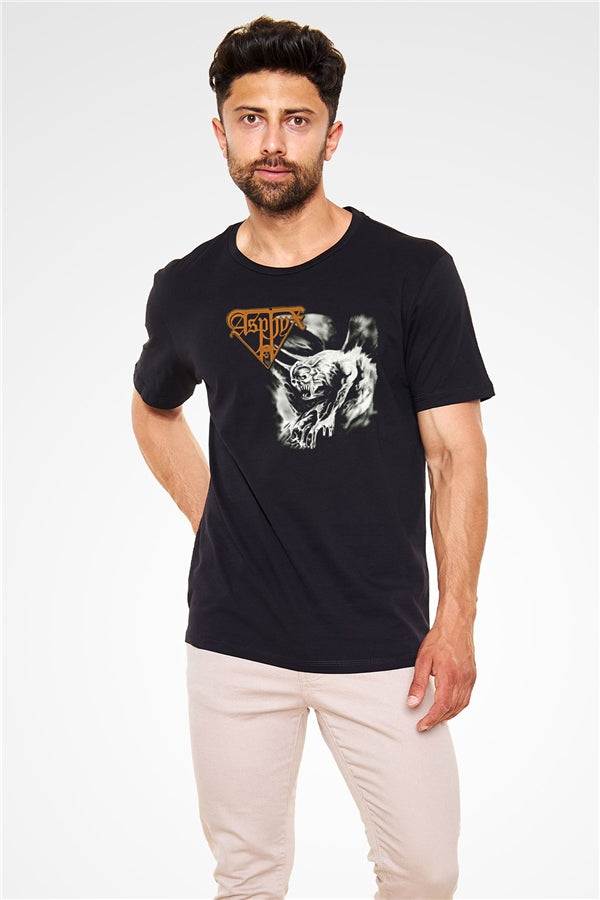 Asphyx Printed Unisex Black T-Shirt