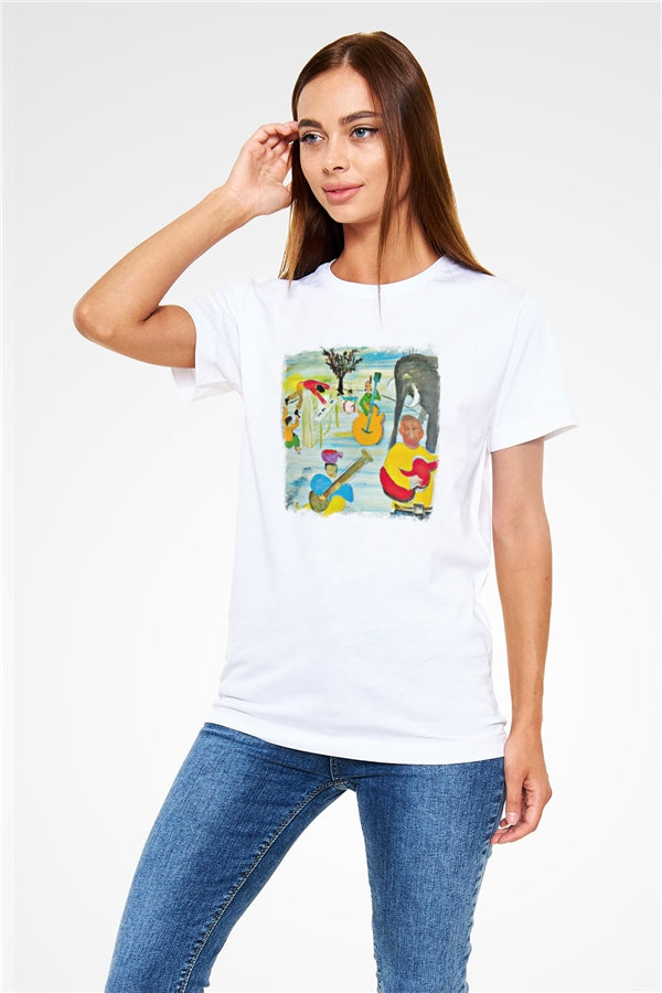 Band Printed Unisex White T-Shirt