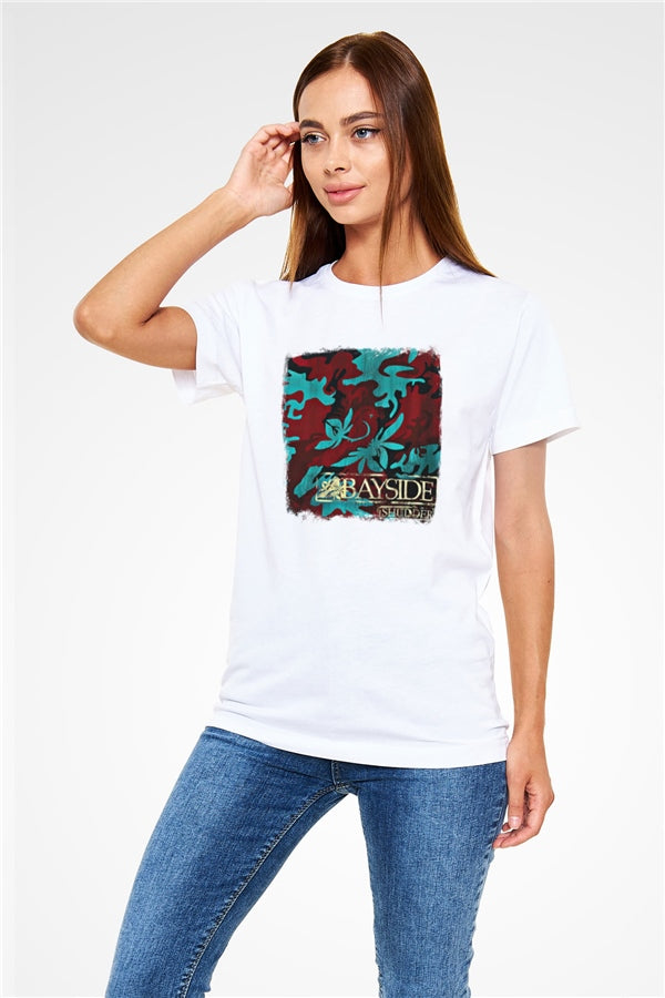 Bayside Printed Unisex White T-Shirt