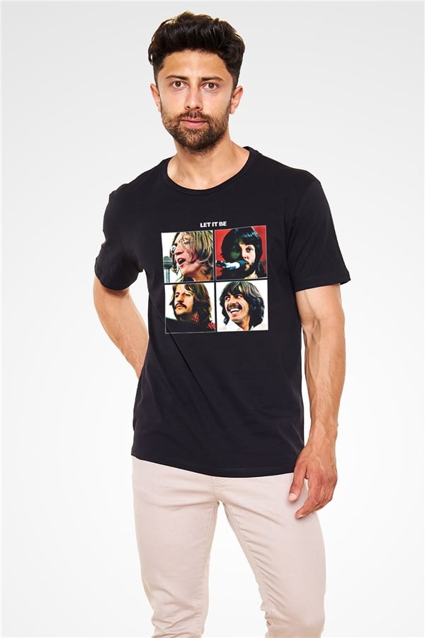 Beatles Printed Unisex Black T-Shirt