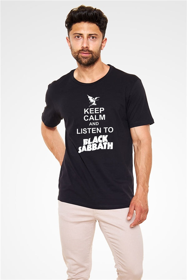 Black Sabbath Keep Calm And Listen To Black Sabbath Black Unisex T-Shirt