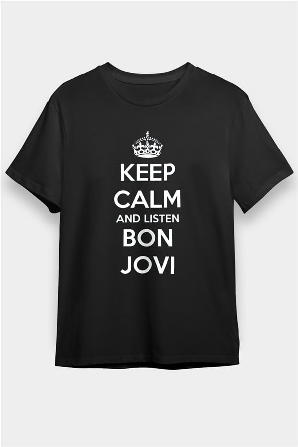 Bon Jovi Keep Calm And Listen To Black Unisex T-Shirt