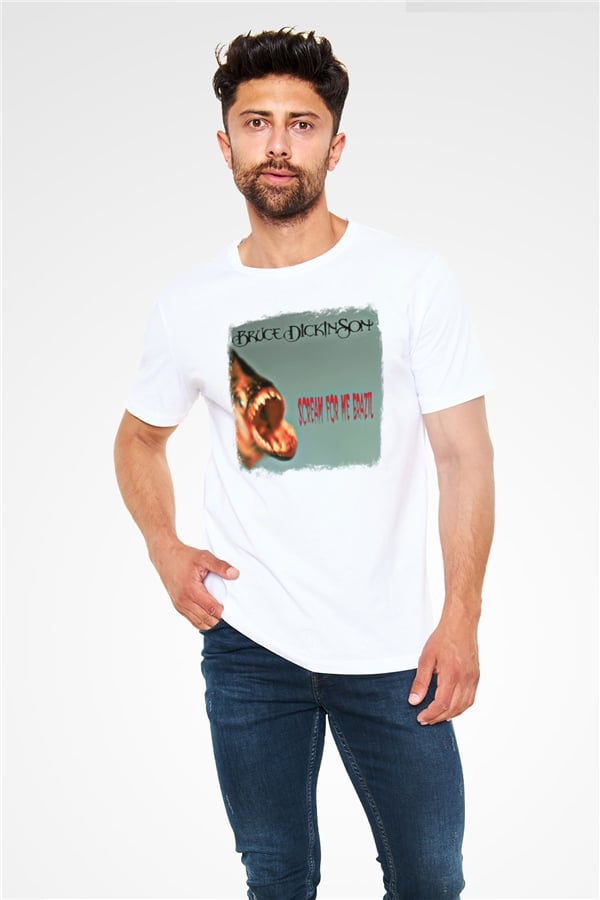 Bruce Dickinson Printed Unisex White T-Shirt