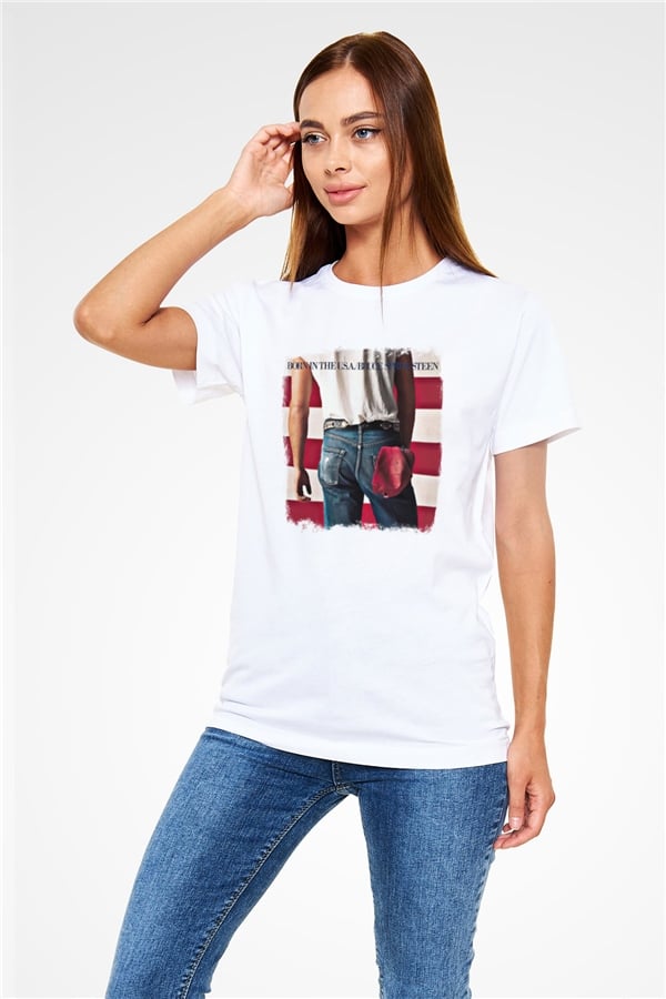 Bruce Springsteen Printed Unisex White T-Shirt