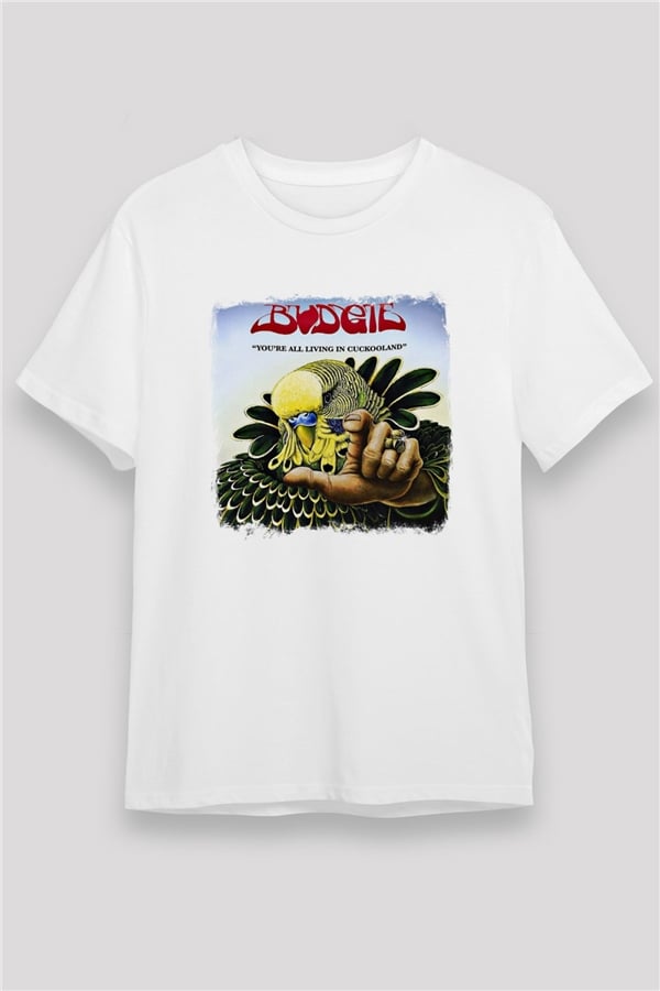 Budgie Graphic Print Unisex White T-Shirt