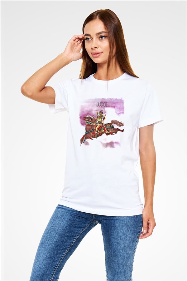 Budgie Printed Unisex White T-Shirt