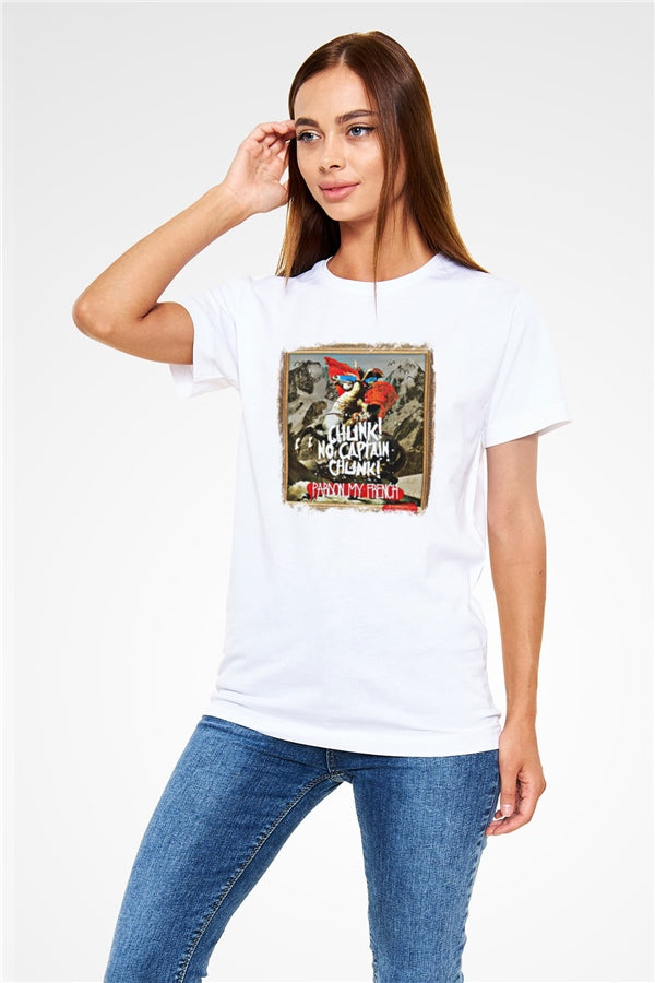 Chunk No Captain Chunk Printed Unisex White T-Shirt