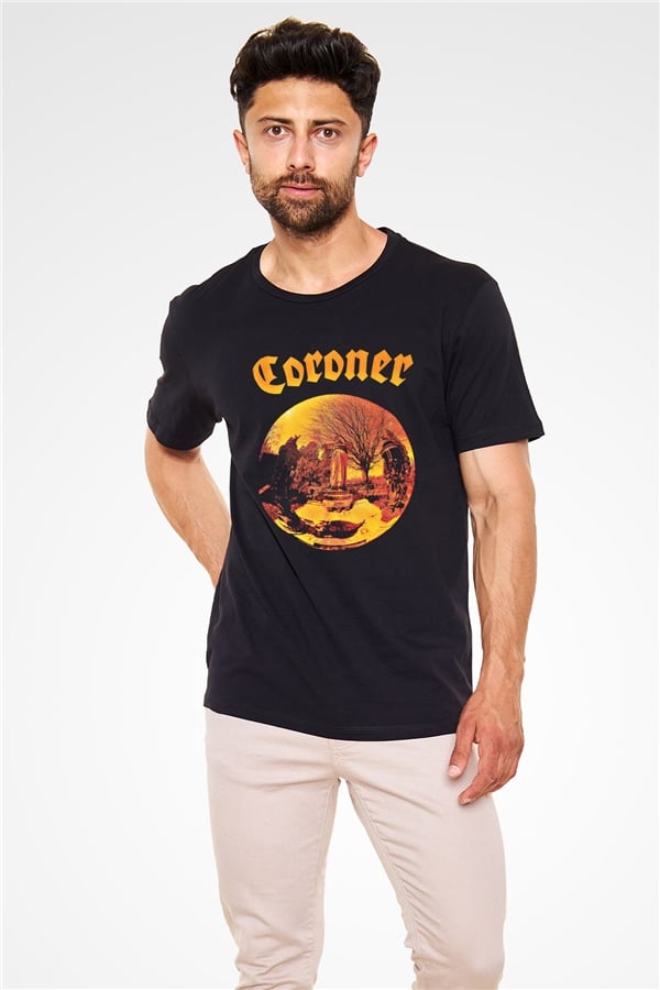 Coroner Printed Unisex Black T-Shirt