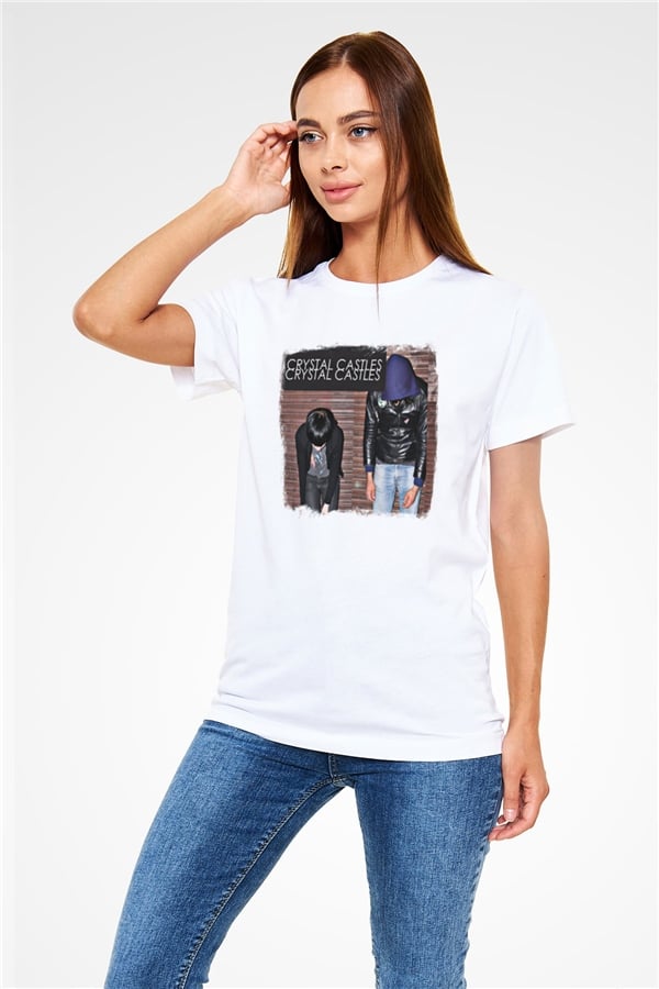Crystal Castles Printed Unisex White T-Shirt