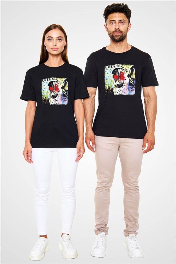 Cure Printed Unisex Black T-Shirt