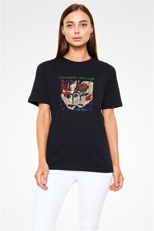 Cure Printed Unisex Black T-Shirt