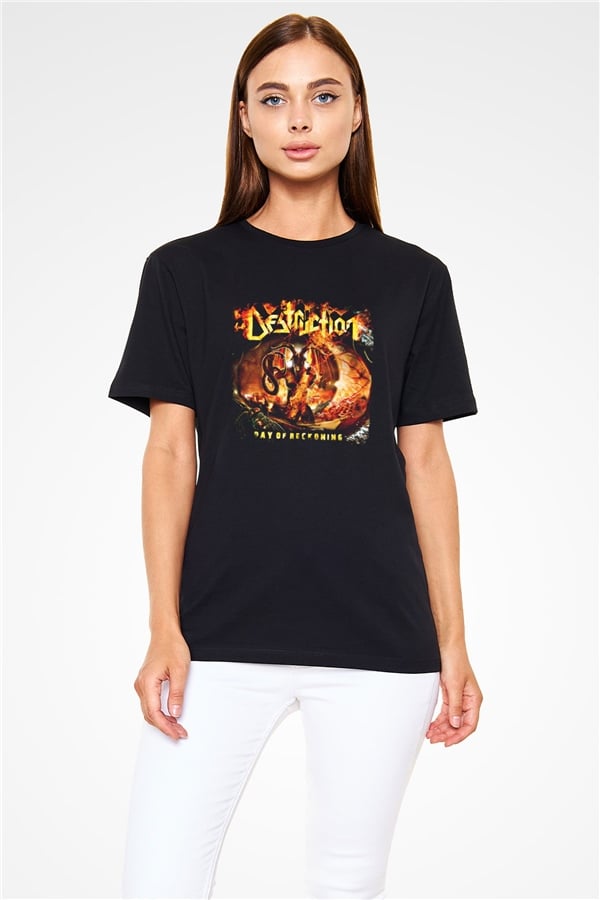 Destruction Printed Unisex Black T-Shirt