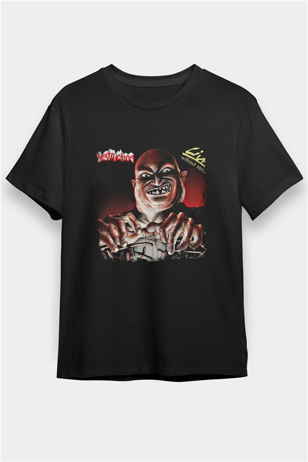 Destruction Print Unisex Black T-Shirt