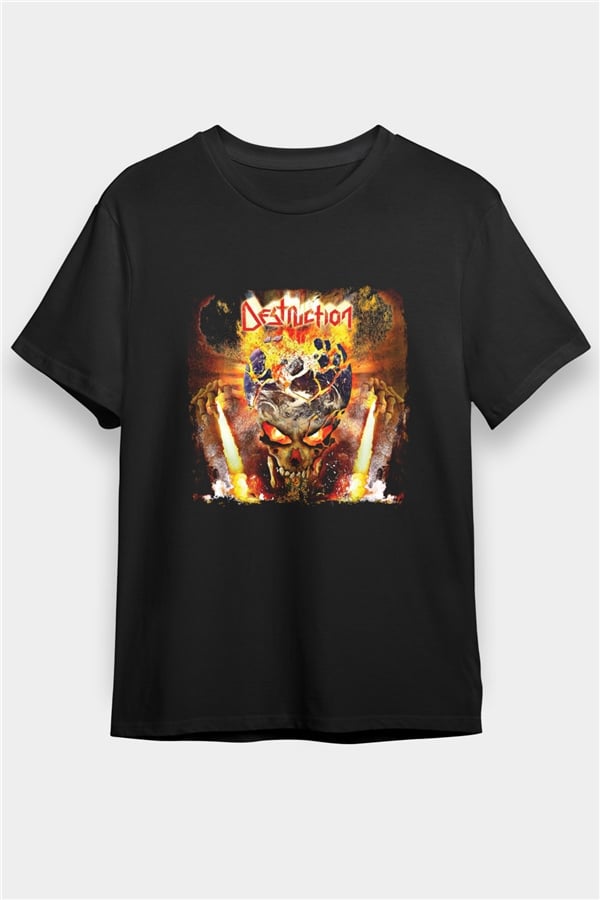 Destruction Printed Unisex Black T-Shirt