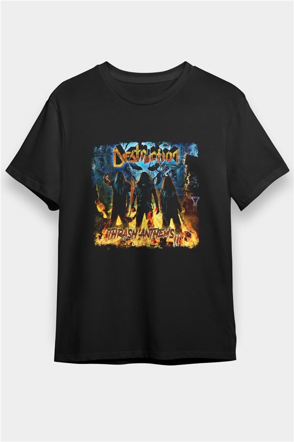 Destruction Printed Unisex Black T-Shirt
