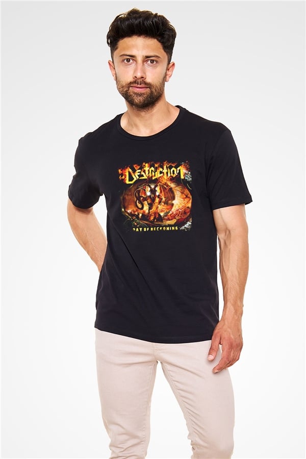 Destruction Printed Unisex Black T-Shirt
