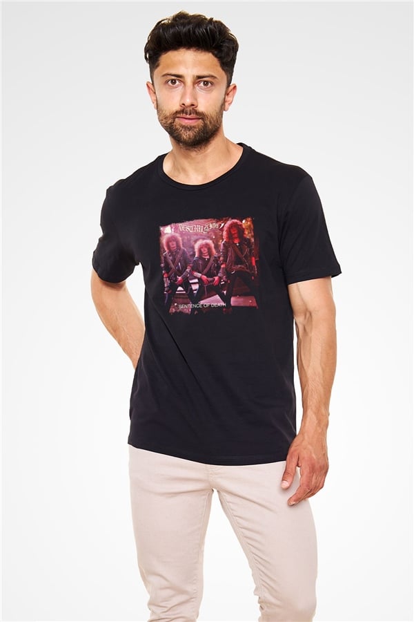 Destruction Printed Unisex Black T-Shirt