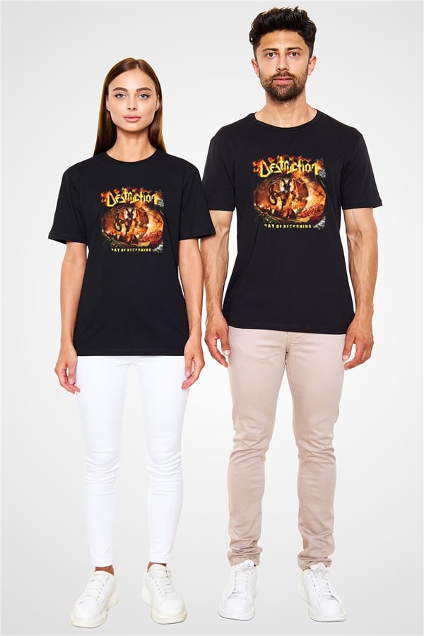 Destruction Printed Unisex Black T-Shirt