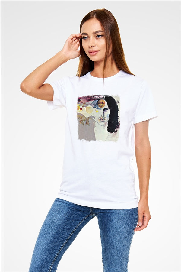 Doors Graphic Print Unisex White T-Shirt
