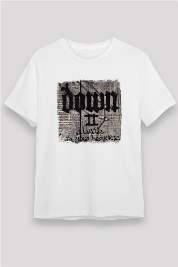 Down Printed Unisex White T-Shirt