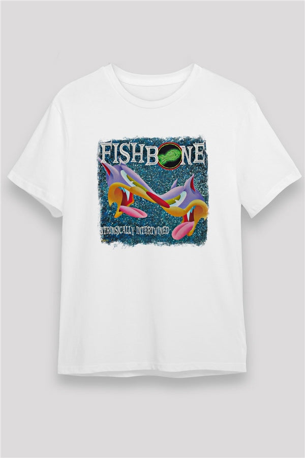 Fishbone Fishbone Print Unisex White T-Shirt