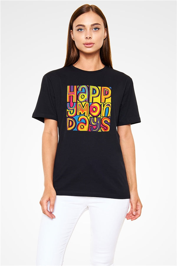 Happy Mondays Black Graphic Unisex T-Shirt