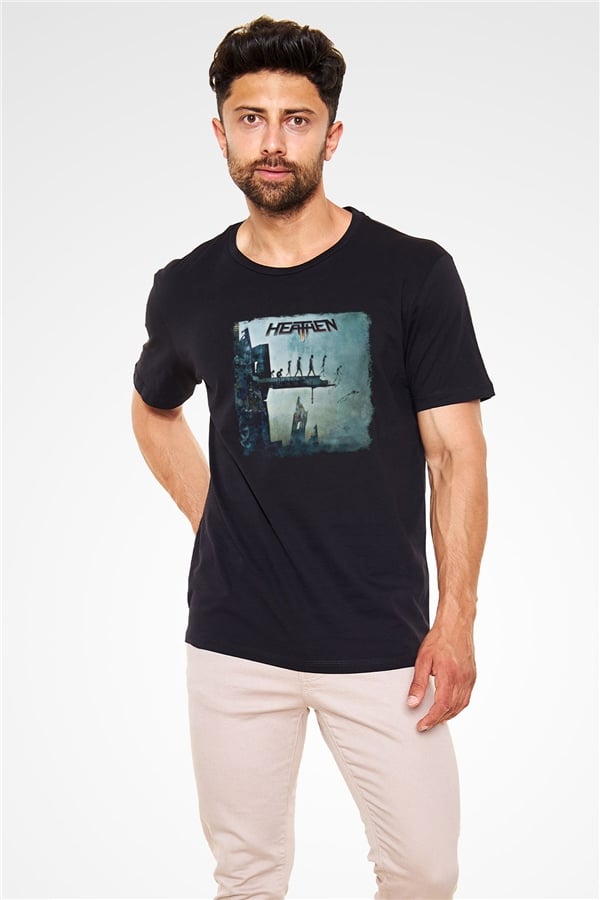 Heathen Print Unisex Black T-Shirt