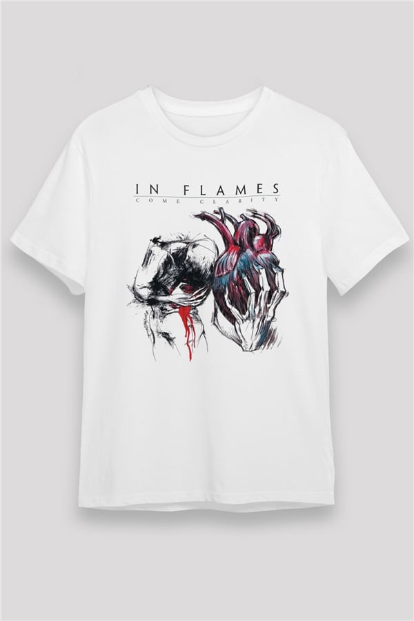 In Flames White Unisex T-Shirt